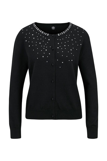 Feinstrick-Cardigan mit Kaschmiranteil und Glitzersteinchen – FABER