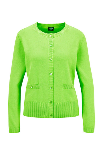 Feinstrick-Cardigan in 100% Baumwolle in Lime – FABER
