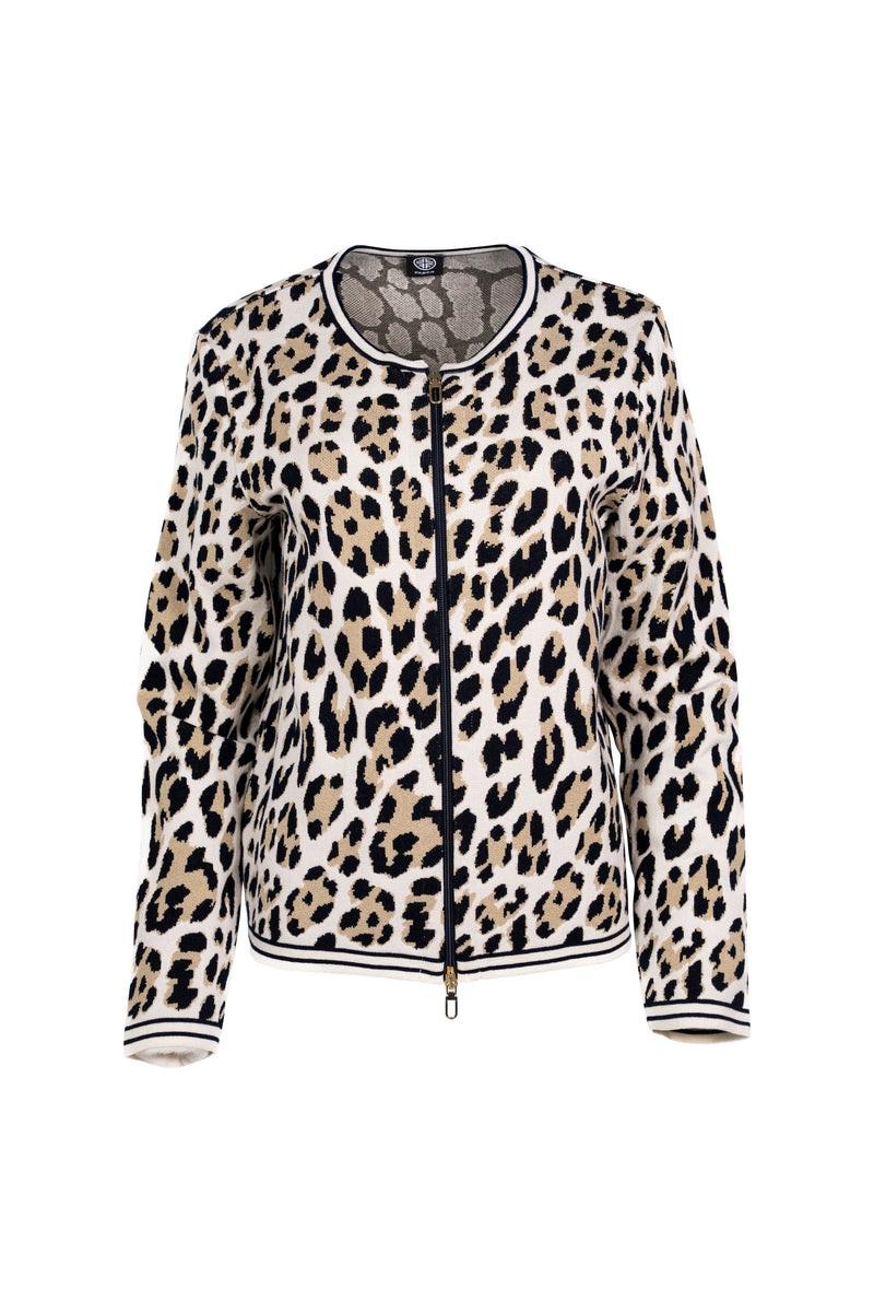 Cardigan in leopard jacquard design – FABER
